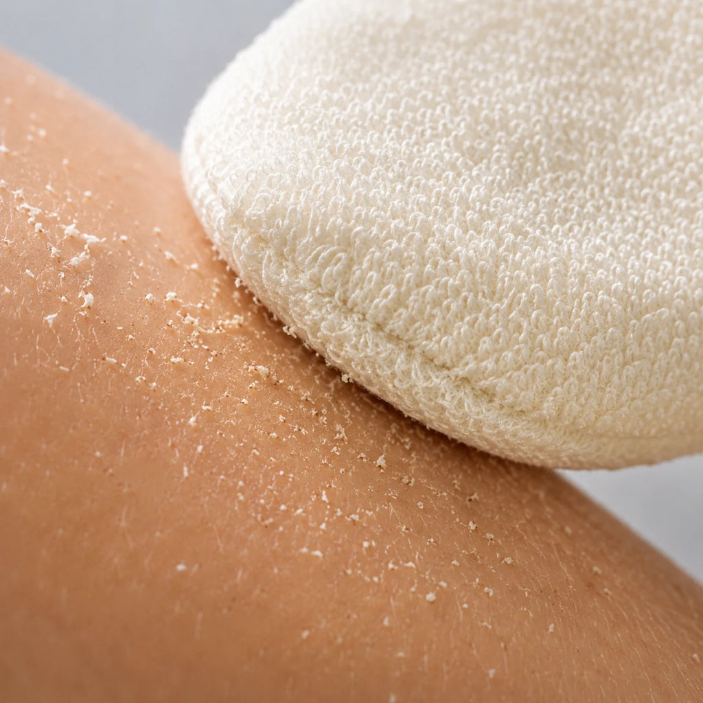 Odumretá koža odstránená exfoliačnou rukavicou Kōji Glove