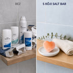 Polička v kúpeľni bez Kōji Salt Bar a s ním